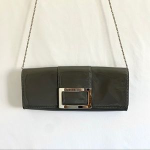 Alfani Faux Leather Gray Clutch with Chains